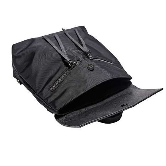 NWT Botkier New York Small Trigger Black Pebbled Backpack Bag with Logo Straps - Picture 4 of 11